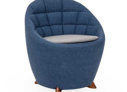 Blue Round Chair Designer Upholstery Single Seater Living Room 1-Seater
